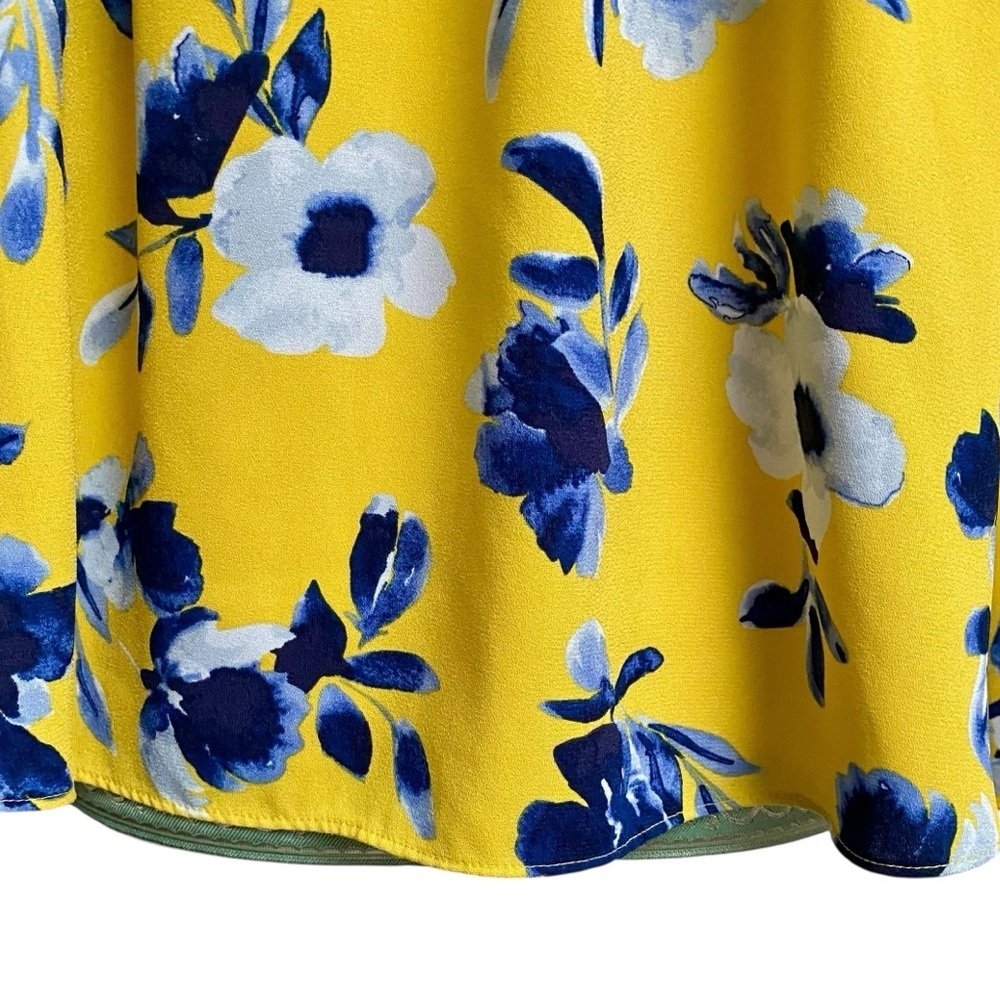 Elizabeth & James Floral Off Shoulder Blouse M Yellow Blue Bell Sleeve Boho Top - Picture 12 of 15